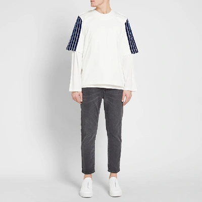 Shop Dima Leu Sleeve Stripe Tee In White