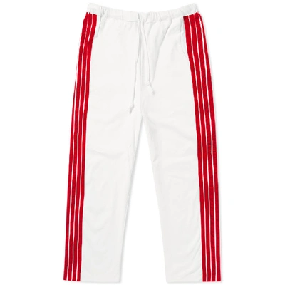 Shop Dima Leu Cropped Wide Fit Stripe Track Pant In White