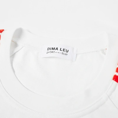 Shop Dima Leu Oversize Stripe Sleeve Tee In White