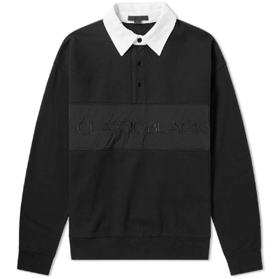 Shop Alexander Wang Long Sleeve Vintage Fleece Polo In Black