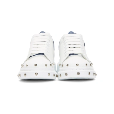 Shop Alexander Mcqueen White And Blue Studded Oversized Sneakers In 9103whyskyb