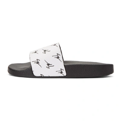 GIUSEPPE ZANOTTI WHITE AND BLACK BUREL LOGO SLIDES