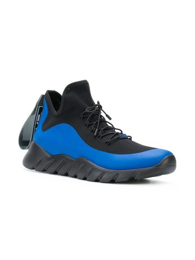 Shop Fendi Two Tone High-top Sneakers - Blue