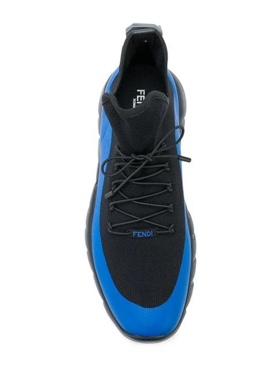 Shop Fendi Two Tone High-top Sneakers - Blue