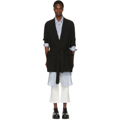 Shop Ann Demeulemeester Black Crepe Robe Coat
