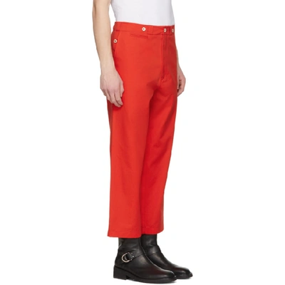 Shop Alexander Mcqueen Red Cropped Cotton Trousers In 5050 Red