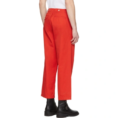 Shop Alexander Mcqueen Red Cropped Cotton Trousers In 5050 Red