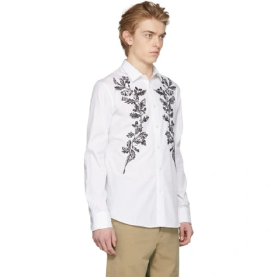 Shop Alexander Mcqueen White Embroidered Floral Shirt