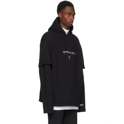 Shop Vetements Black Tommy Hilfiger Edition Double Sleeve Hoodie