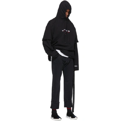 Shop Vetements Black Tommy Hilfiger Edition Double Sleeve Hoodie