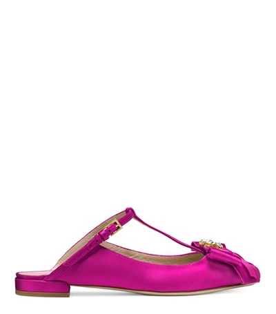 Shop Stuart Weitzman The Duckie Mule In Grape Fuchsia Silk Satin