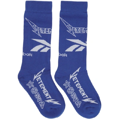 Shop Vetements Blue Reebok Edition Metal Socks