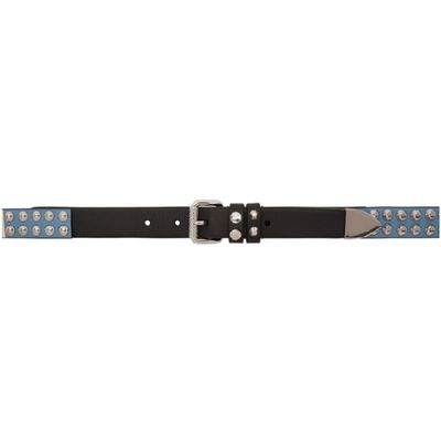 Shop Prada Black Thin Studded Belt In F0kkt Nero