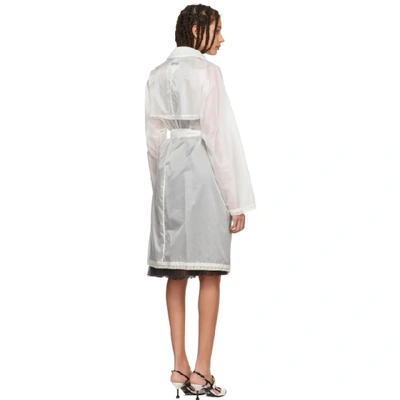 Shop Prada White Nylon Voile Double-breasted Trench Coat