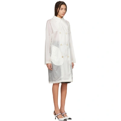 Shop Prada White Nylon Voile Double-breasted Trench Coat