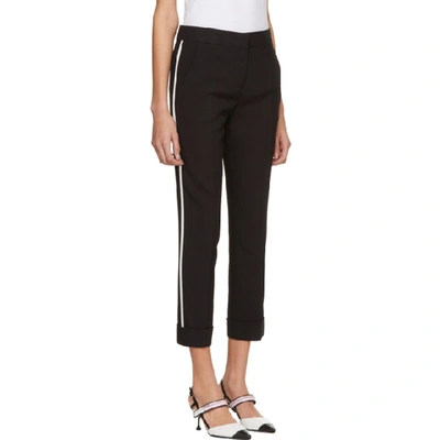 Shop Prada Black And White Side Band Trousers In F057z Black