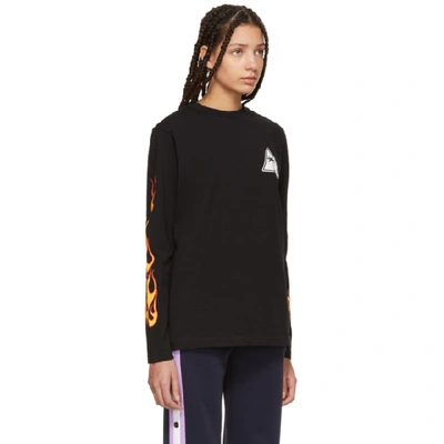 Shop Palm Angels Black Long Sleeve Palms And Flames T-shirt