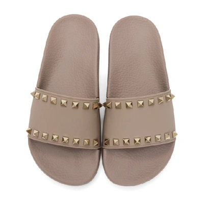 Shop Valentino Pink  Garavani Rockstud Slides In P45 Poudre