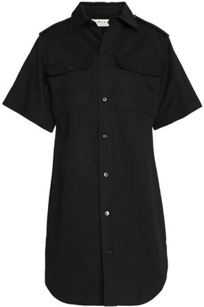 Shop Marni Woman Cotton And Linen-blend Gabardine Shirt Dress Black