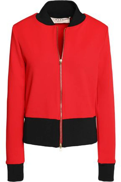 Shop Marni Woman Two-tone Stretch-jersey Bomber Jacket Red