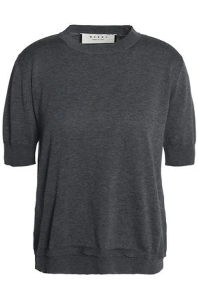 Shop Marni Woman Mélange Cotton Top Dark Gray