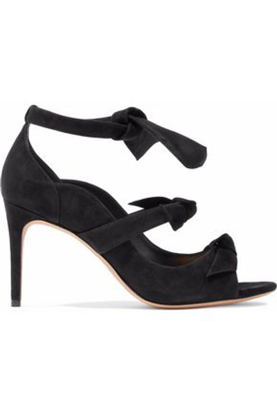 Shop Alexandre Birman Woman Cutout Bow-detailed Suede Sandals Black