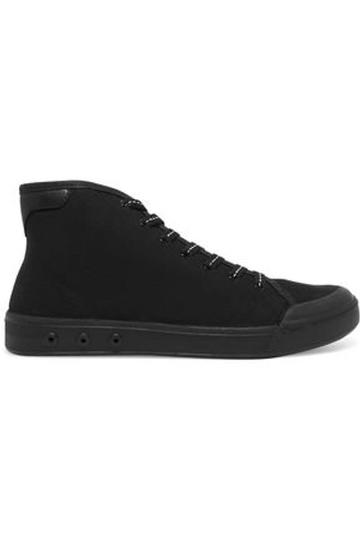 Shop Rag & Bone Woman Leather-trimmed Canvas High-top Sneakers Black