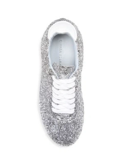 Shop Chiara Ferragni Glitter Platform Sneaker In Silver