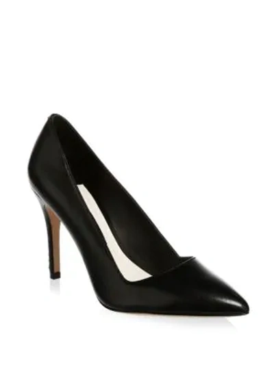 Shop Alice And Olivia Point Toe Leather Pumps In Black