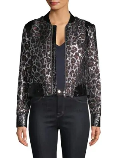 Shop The Mighty Company Metallic Leopard Jacket In Brown