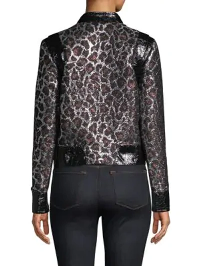 Shop The Mighty Company Metallic Leopard Jacket In Brown