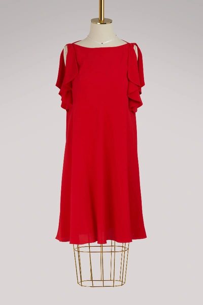Shop Red Valentino Sleeveless Dress With Ruffles In Red