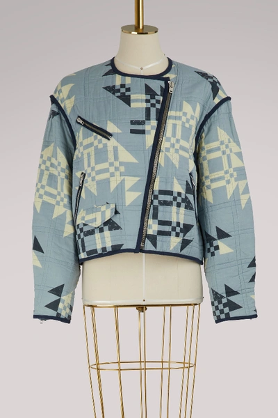 Shop Isabel Marant Lazel Cotton Jacket In Light Blue