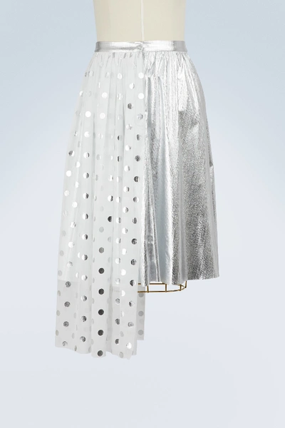 Shop Paskal Asymmetric Polka Dot Skirt In Silver Polka Dot