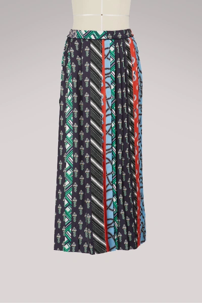 Shop Carven Silk Pleated Skirt In Multicolore