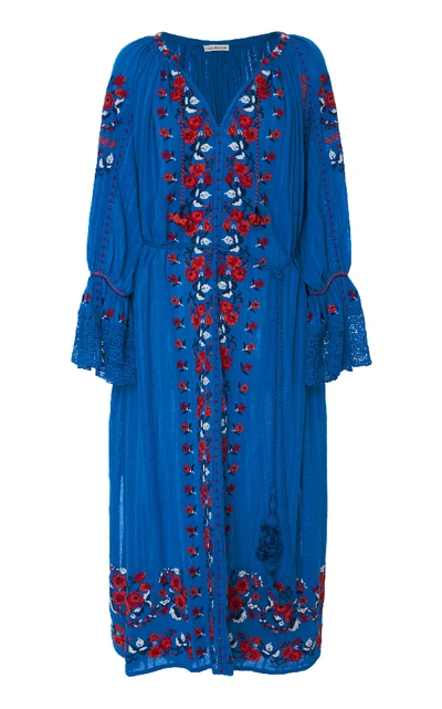 Shop Ulla Johnson Filia Embroidered Dress In Blue