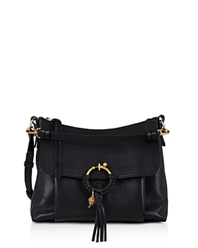 Shop See By Chloé See By Chloe Joan Medium Suede & Leather Hobo In Black/gold