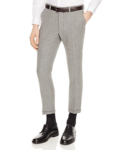 Shop Sandro Notch Flannel Slim Fit Trousers In Light Gray