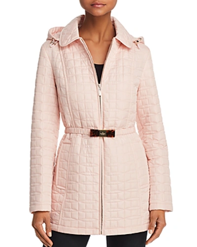 Kate Spade New York Bow-belt Hooded Quilted Coat In Cameo Pink