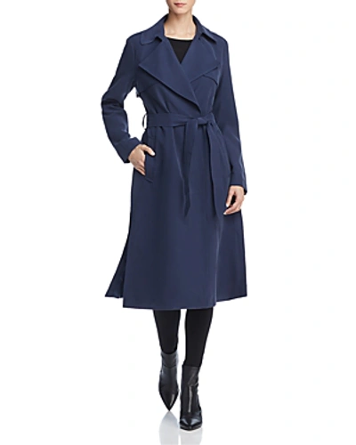 Shop Cole Haan Player Button Front Trench Coat In Navy