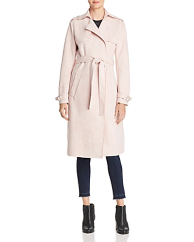 Shop T Tahari Faux Suede Trench Coat In Blush