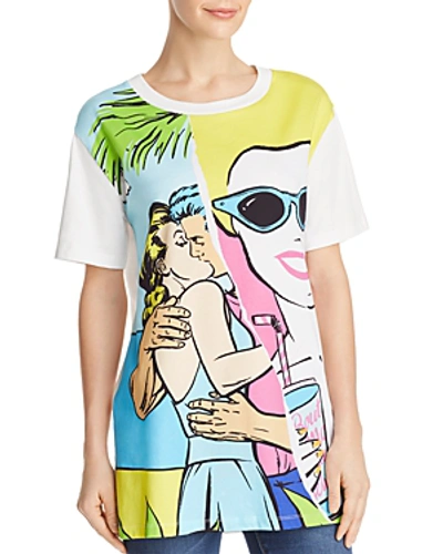 Shop Boutique Moschino Resort-themed Graphic Tee In White Multi