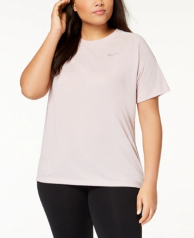 Shop Nike Plus Size Breathe Tailwind Running Top In Particle Rose