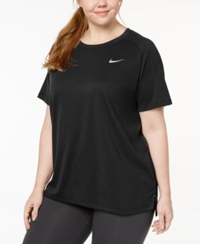 Shop Nike Plus Size Breathe Tailwind Running Top In Black