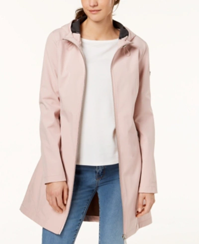 Shop Calvin Klein Hooded Softshell Raincoat In Millenial Pink