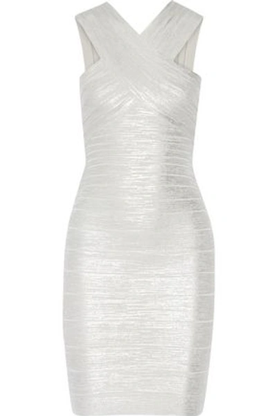 Shop Hervé Léger By Max Azria Woman Stella Metallic Bandage Dress Silver