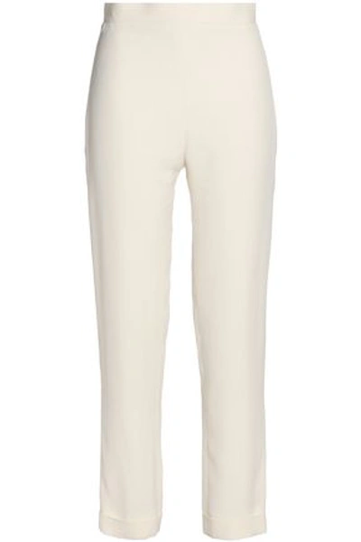 Shop Balmain Woman Crepe Slim-leg Pants White