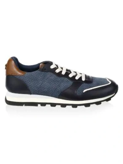 Shop Coach Perforated Leather Trim Running Sneakers In Mzs