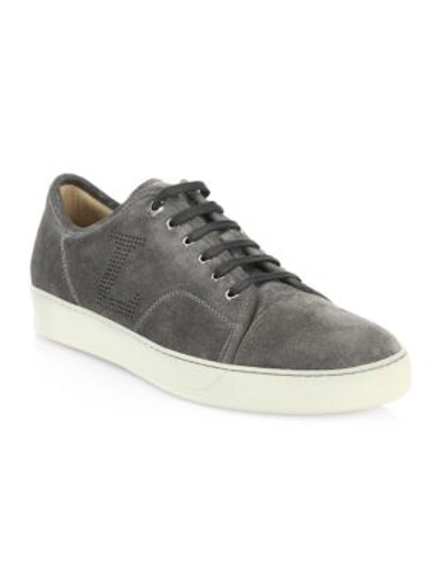 Shop Lanvin Velvet Low-top Sneaker In Dark Grey