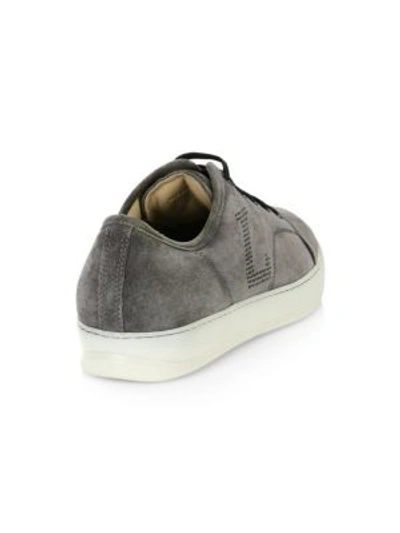 Shop Lanvin Velvet Low-top Sneaker In Dark Grey